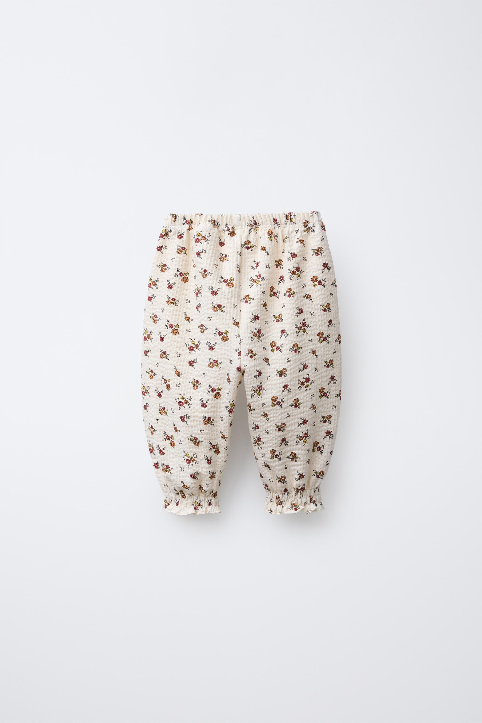FLORAL EMBOSSED PANTS | Zara US