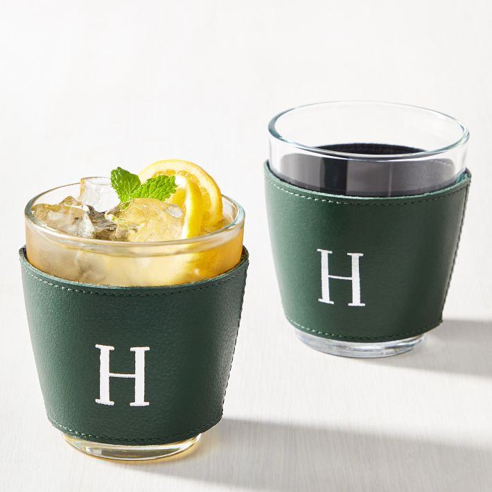 Leather Wrapped Double Old Fashioned Glasses, Set of 2 | Mark and Graham