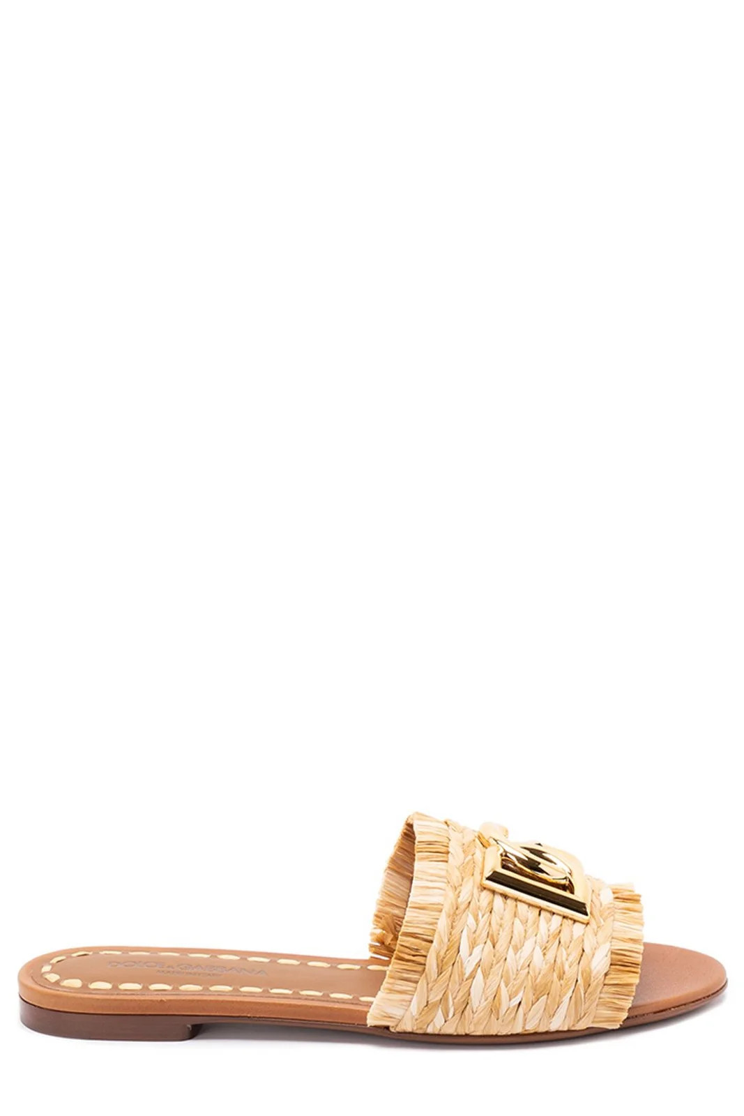 Dolce & Gabbana Logo Plaque Braided Slippers | Cettire Global
