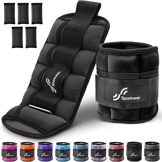 Sportneer Adjustable Ankle Weights Set: Leg Weights, Ankle Weight Wrist Weight Straps, 0.45-1.6kg... | Amazon (UK)