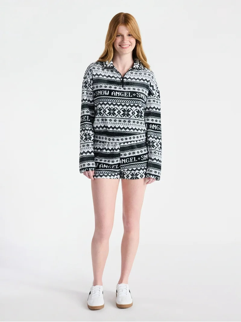 No Boundaries Pull-On Printed Plush Shorts, 2'' Inseam, Women's | Walmart (US)