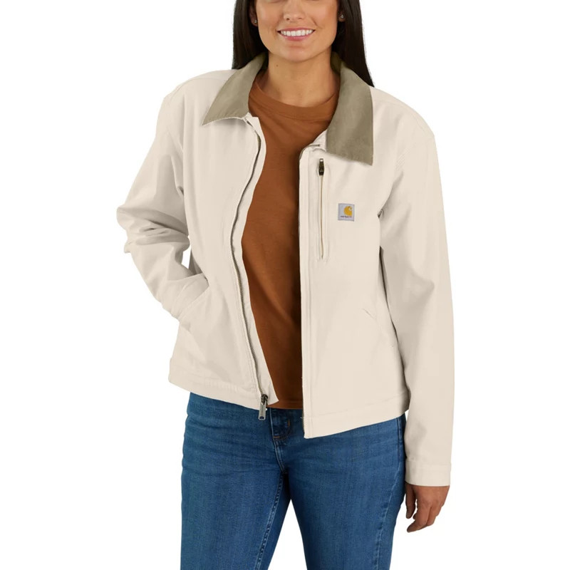 Carhartt Women's Rugged Flex Loose Fit Canvas Detroit Jacket Natural, Medium - Women's Outdoor Long-Sleeve Tops at Academy Sports | Academy Sports + Outdoors