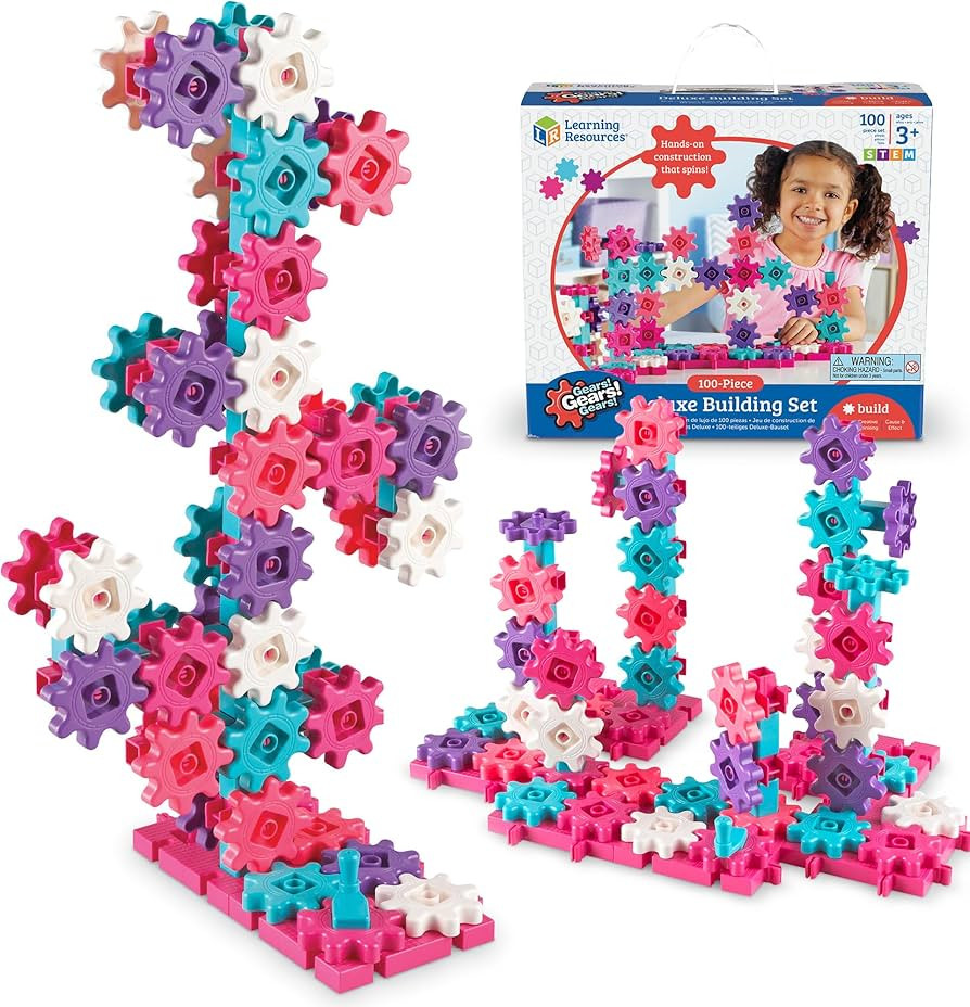 Learning Resources Gears! Gears! Gears! Deluxe Building Set Pink - 100 Pieces, Ages 3+, STEM Acti... | Amazon (US)