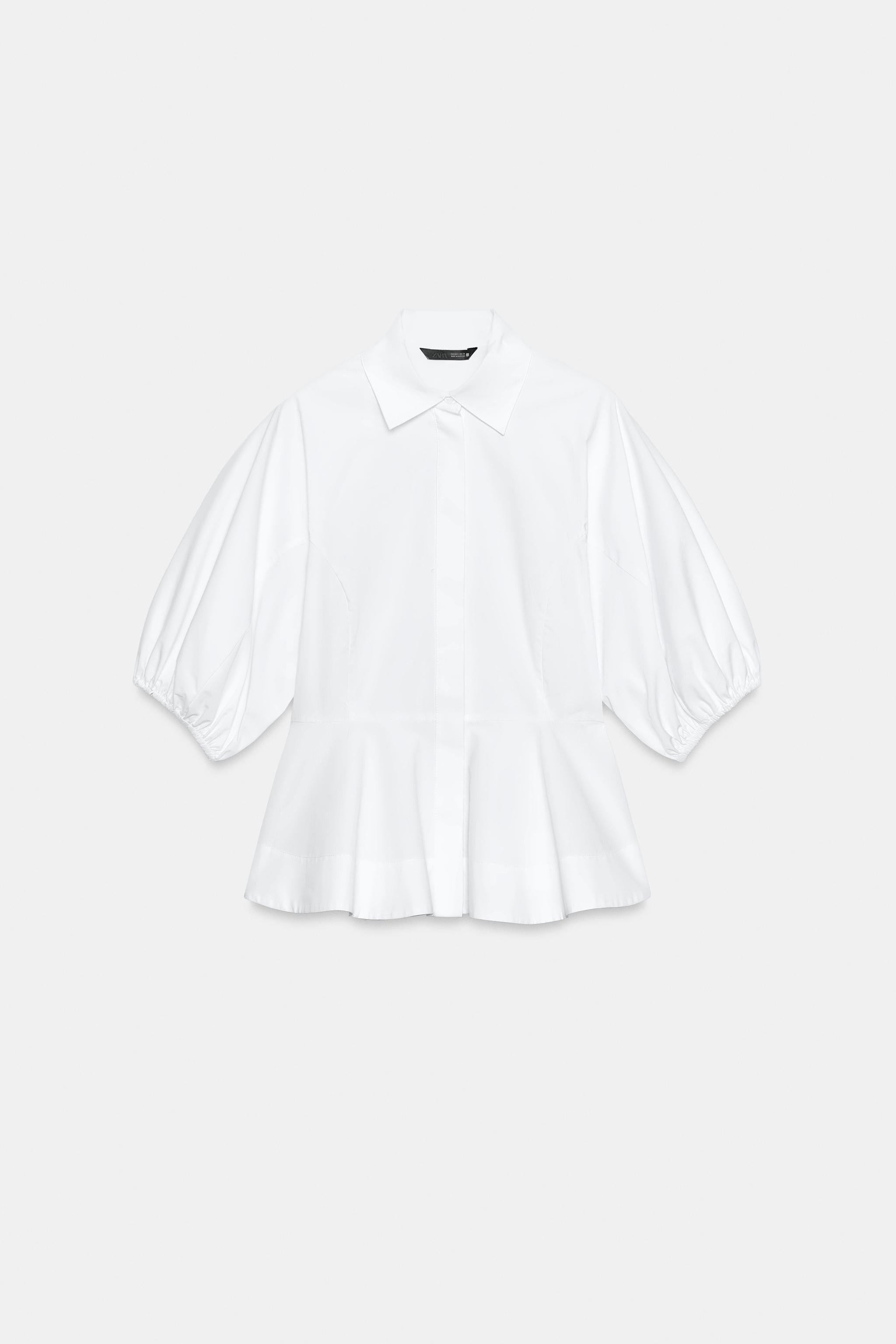 PEPLUM SHIRT WITH PUFF SLEEVES | Zara US