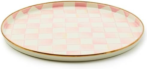 MACKENZIE-CHILDS Enamel Round Tray, Unique Serving Platter for Food and Drinks, Pink-and-White Ro... | Amazon (US)