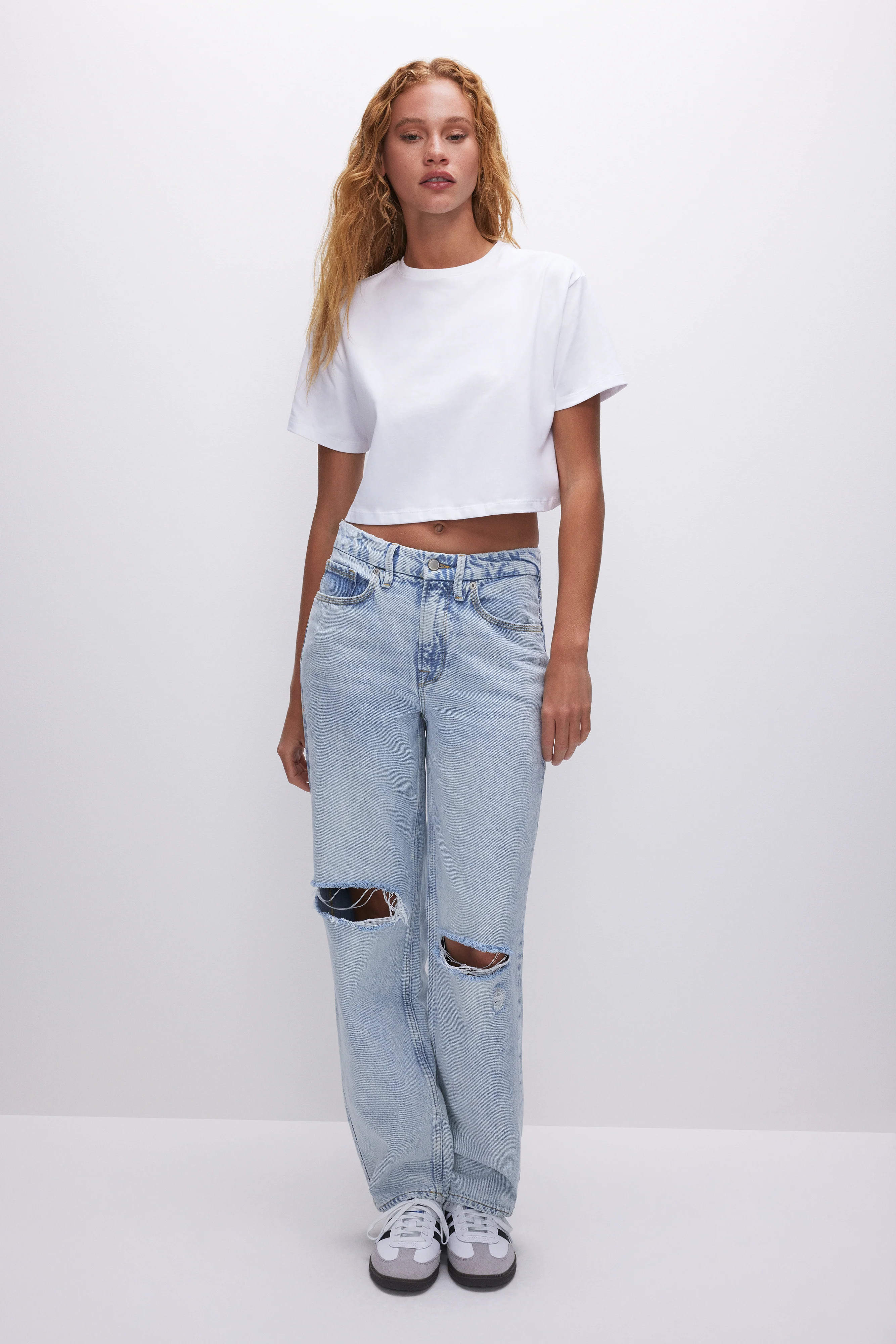 COTTON CROPPED TEE | WHITE001 - GOOD AMERICAN | Good American