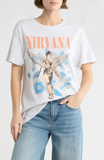 Merch Traffic Nirvana Angel Graphic T-Shirt in White at Nordstrom Rack, Size X-Small | Nordstrom Rack