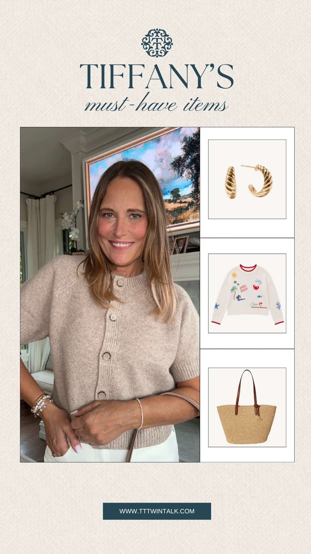 Tiffany’s must-have items are the ones she keeps reaching for no matter the season. Gold hoops, a woven tote, and a fun knit are the kinds of pieces that always find a place in the mix. The staples that never really sit on the shelf for long.

#LTKMidsize #LTKOver40 #LTKSeasonal