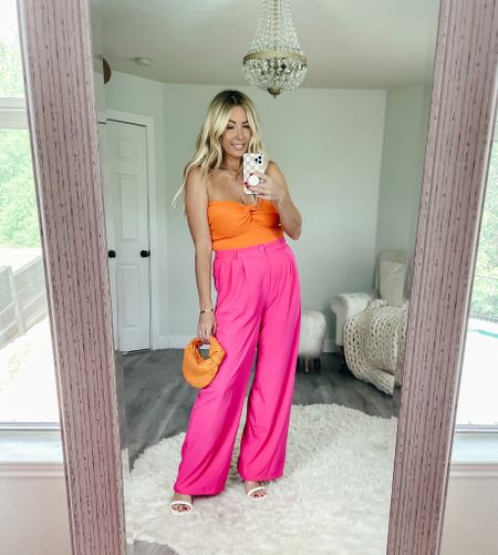 Spring fashion outfit. Sized up one size to a large in the pink pants -!: the orange top. Date night. Vacation outfits. Summer fashion 

#LTKsalealert #LTKFind #LTKunder50