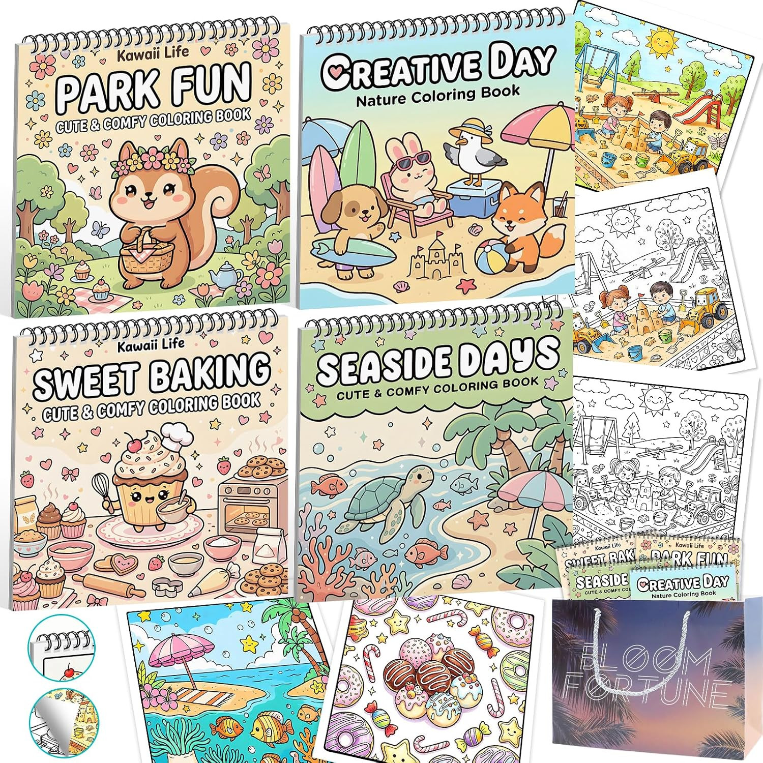 4-Pack Spiral Bound Coloring Books for Adults | Amazon (US)
