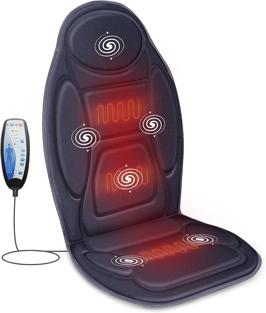 Snailax Vibration Back Massager with Heat, Massage Seat Cushion with 6 Vibrating Motors and 2 Hea... | Amazon (US)