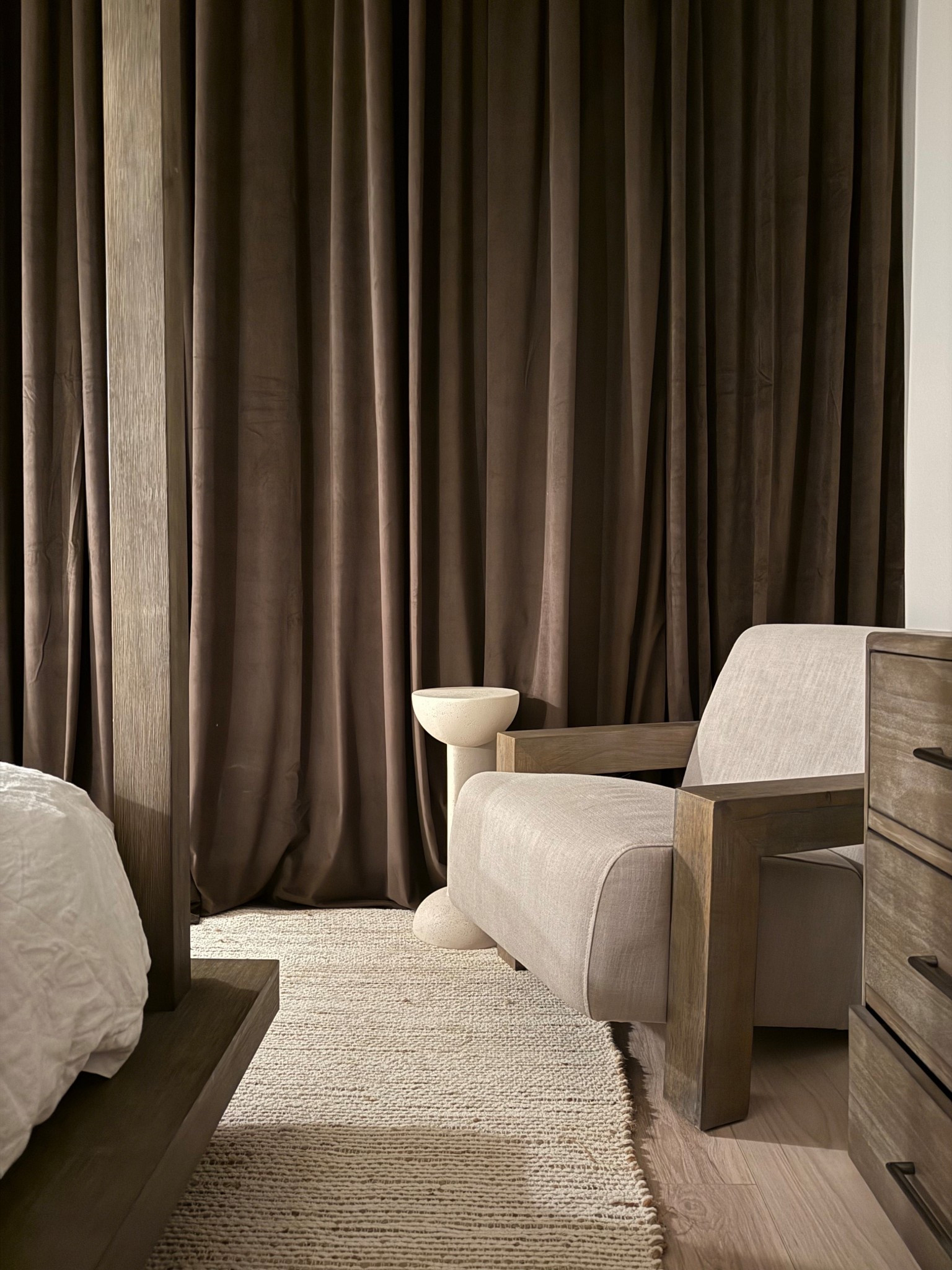 I did a thing.. and by a thing I changed my all light & neutral guest bedroom by adding deep chocolate curtains. At first I didn’t love it, (I usually hate everything at first 🤣) but then the evening rolled around and the bedroom felt so relaxing and romantic. I took this shot, no filter and it captured how the room feels perfectly.

These curtains are absolutely stunning in person! The velvet is beautiful and soft, it’s a chocolatey taupey color, but also looks like deep, dark chocolate in certain lights. In this color way it is 10000% blackout. The best blackout curtains I’ve found so far that aren’t custom. You close them and you feel like you’re in a sanctuary away from the rest of the world. 

@wayfair #wayfair #wayfairpartner 

organic modern guest bedroom, hotel quality curtains, blackout curtains, velvet curtains, drapery inspo, moody bedroom ideas 

#LTKStyleTip #LTKFindsUnder100 #LTKHome