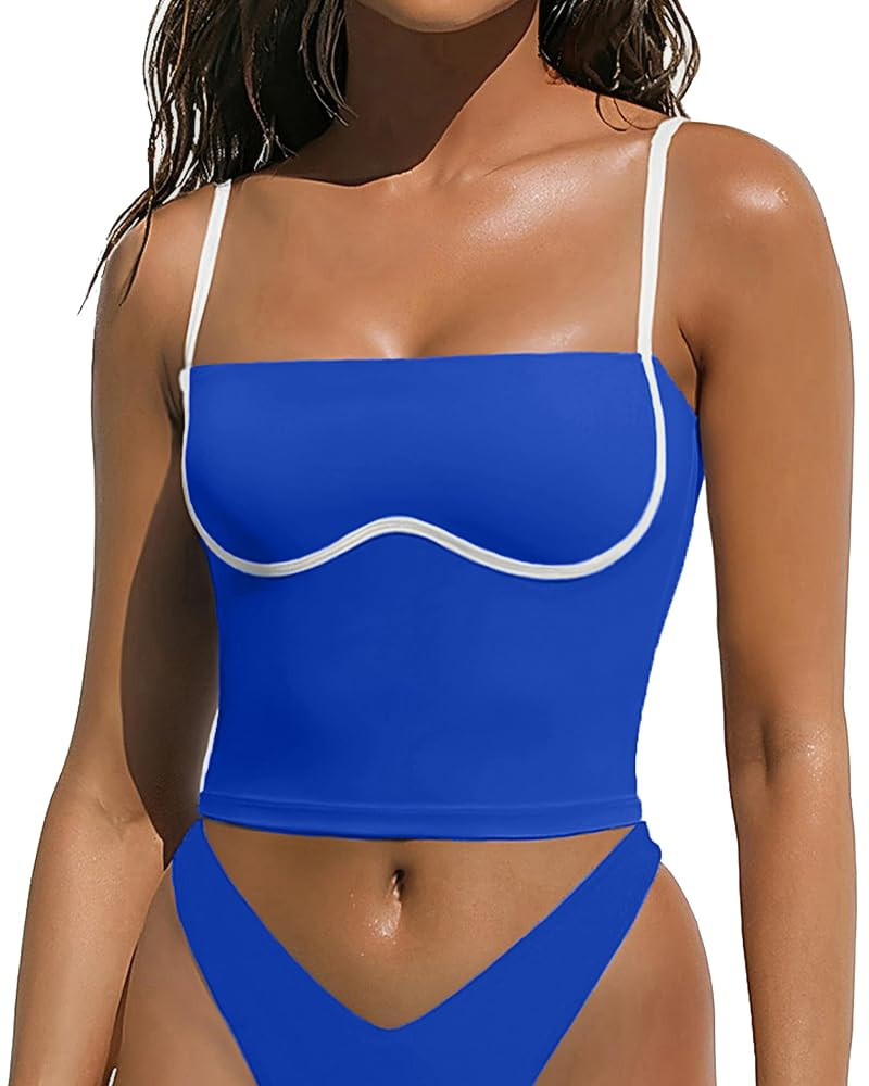 OMKAGI Womens Workout Tank Tops Adjustable Strap Longline Sports Bra Padded Sleeveless Top | Amazon (US)