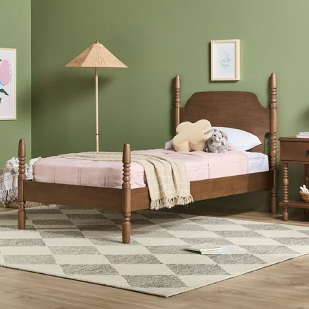 Traditional Walker Edison Easy Assembly Solid Wood Vivienne Twin Bed - Dark Brown | Walmart (US)