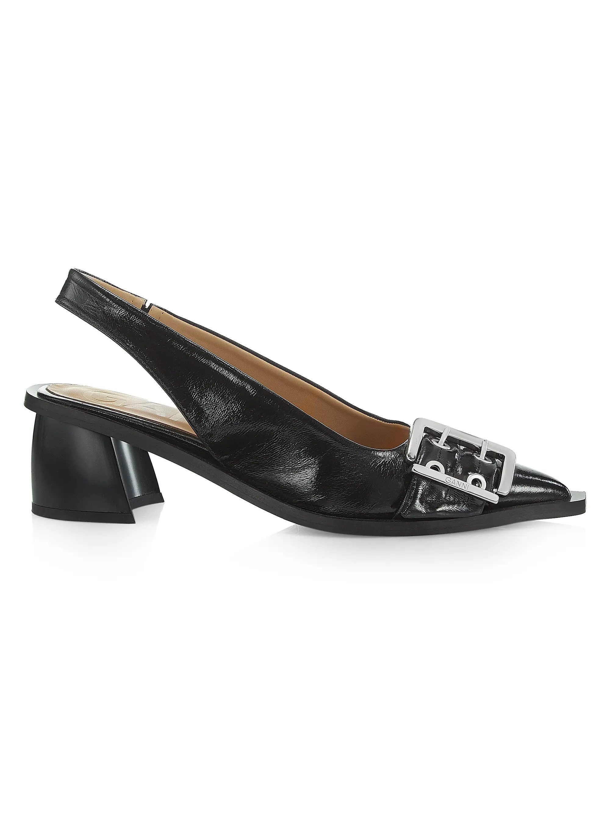 Feminine Buckle 60MM Faux Leather Slingback Pumps | Saks Fifth Avenue