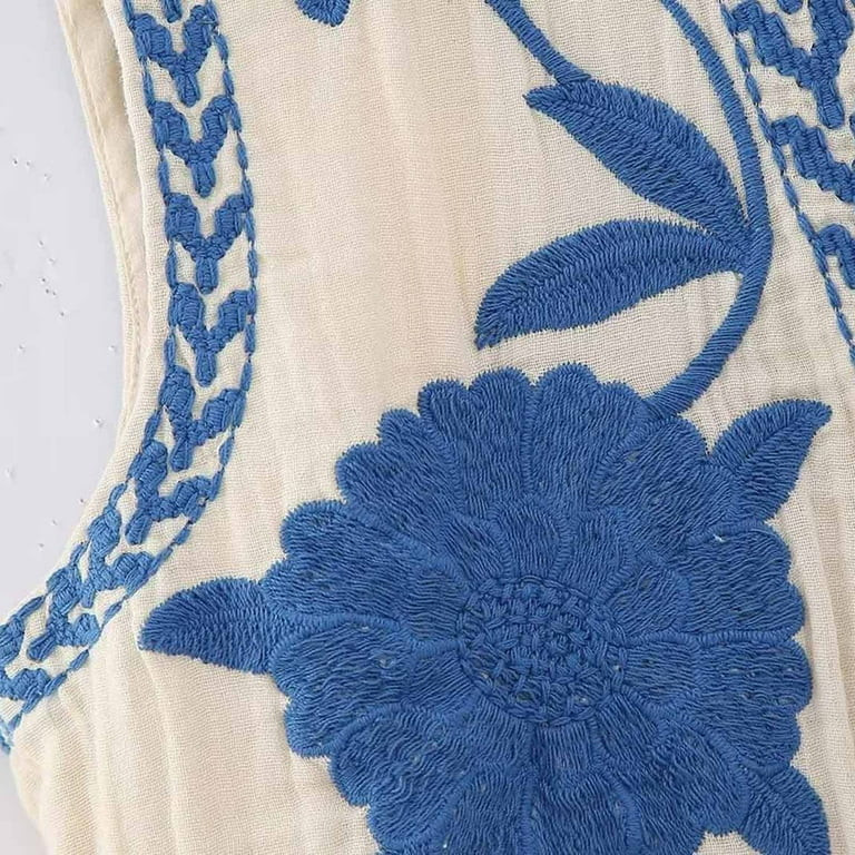 Dreluolixuan Embroidered Vest Tops Women Sleeveless Cardigan Crop Top Boho Kimono Crochet Open Fr... | Walmart (US)