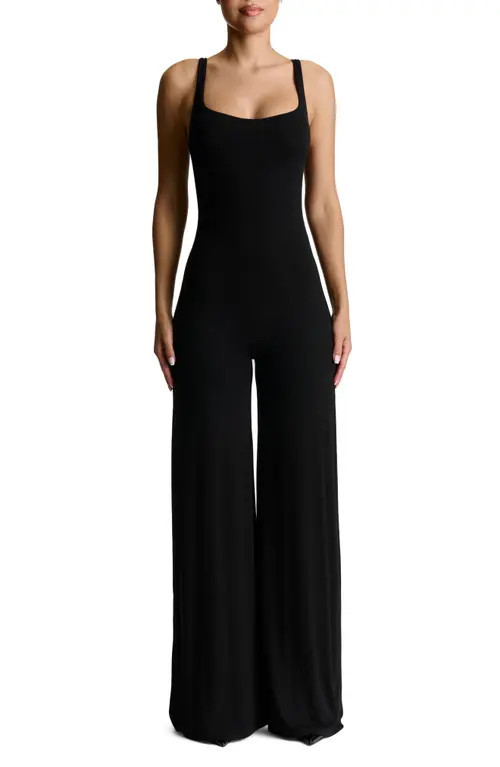 Naked Wardrobe Sculpt Wide Leg Tank Jumpsuit in Black at Nordstrom, Size X-Small | Nordstrom