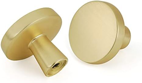 goldenwarm Gold Cabinet Knobs, 10 Pack Gold Drawer Knobs Brushed Brass Cabinet Knobs Solid Round ... | Amazon (US)