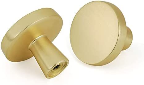 goldenwarm Gold Cabinet Knobs, 10 Pack Gold Drawer Knobs Brushed Brass Cabinet Knobs Solid Round ... | Amazon (US)