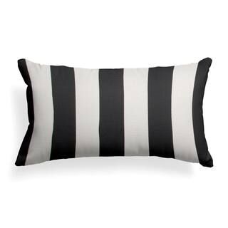 Tuxedo Stripe Black Rectangular Lumbar Outdoor Pillow | The Home Depot