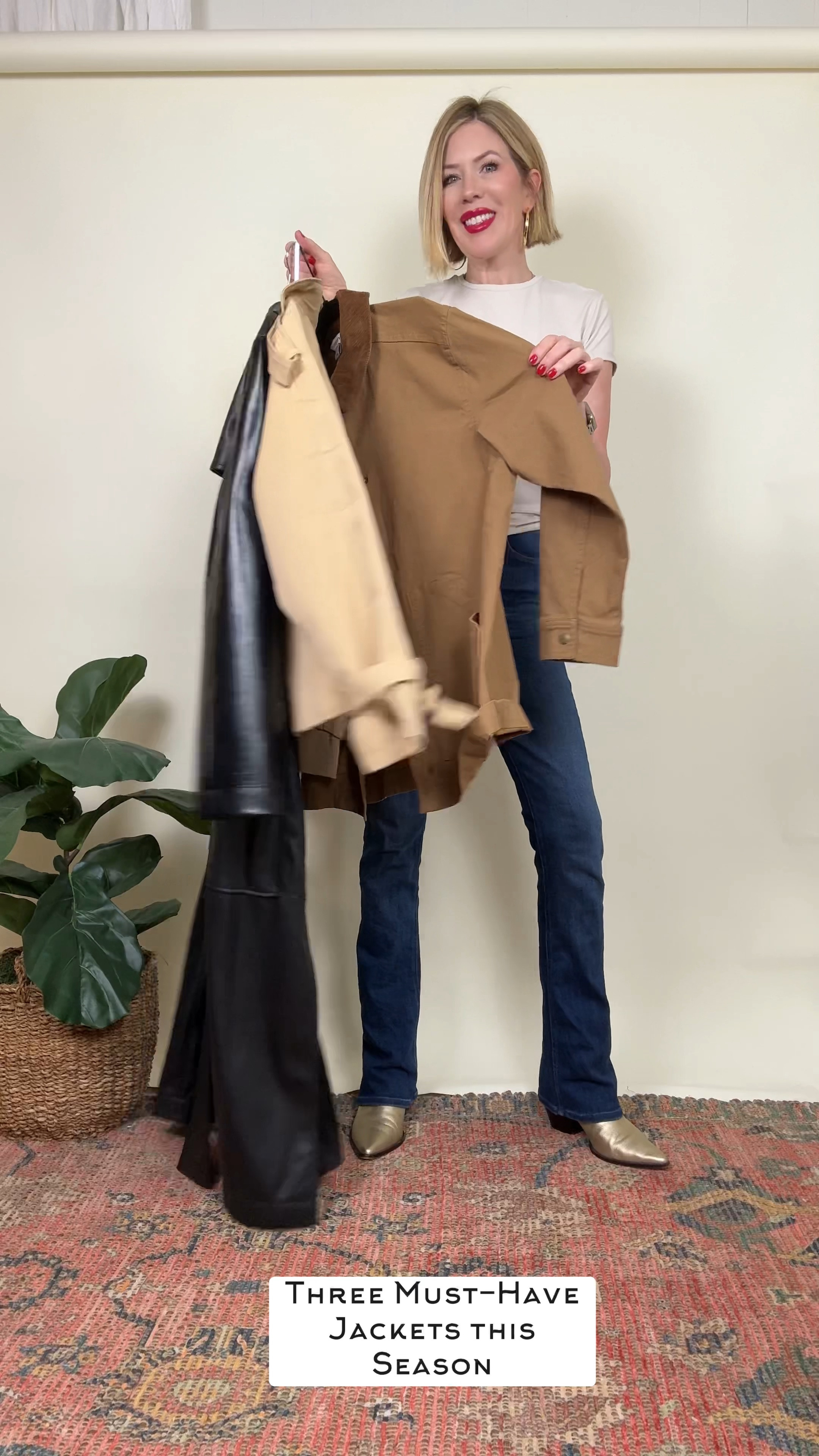 Fall jacket season is here, and I’m trying on my top three favorites for you! 🍂👗 Let’s dive in:

1️⃣ First up is a workwear-inspired canvas jacket with a classic corduroy collar. It’s lightweight, rugged, and perfect for layering—honestly, I feel like I should be working on a farm in this, but it’s so versatile for everyday wear. 🧢

2️⃣ Next, the cropped trench coat—this isn’t your average trench. It’s a fresh, modern take on the classic, and I love how it elevates any look without being too bulky. 🌧️

3️⃣ And finally… the black leather trench coat. No, this isn’t the Matrix! 😎 It’s edgy, cool, and can be styled with anything from a sleek dress to casual sneakers. The ultimate cool-girl jacket. 🖤

Which one is your fave? Drop a comment below and let me know! 
#FallJacket #WorkwearJacket #TrenchCoat

#LTKWorkwear #LTKOver40 #LTKSeasonal