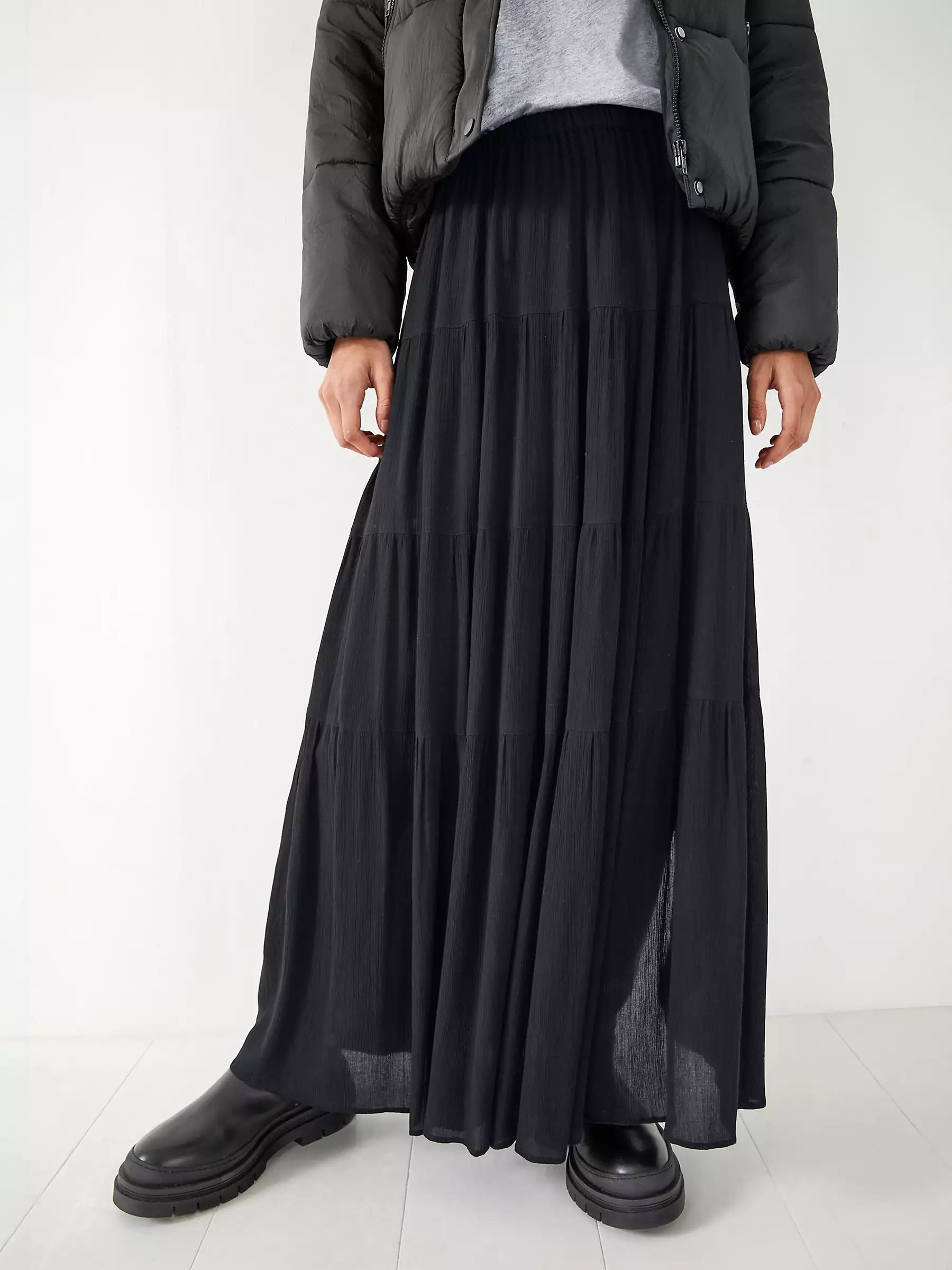 hush Branwen Textured Maxi Skirt, Black | John Lewis (UK)