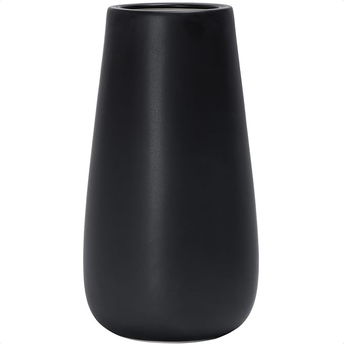 D'vine Dev 12 Inch Ebony Black Elegant Oval Ceramic Vase for Flowers, Home Décor Vase with Desig... | Amazon (US)