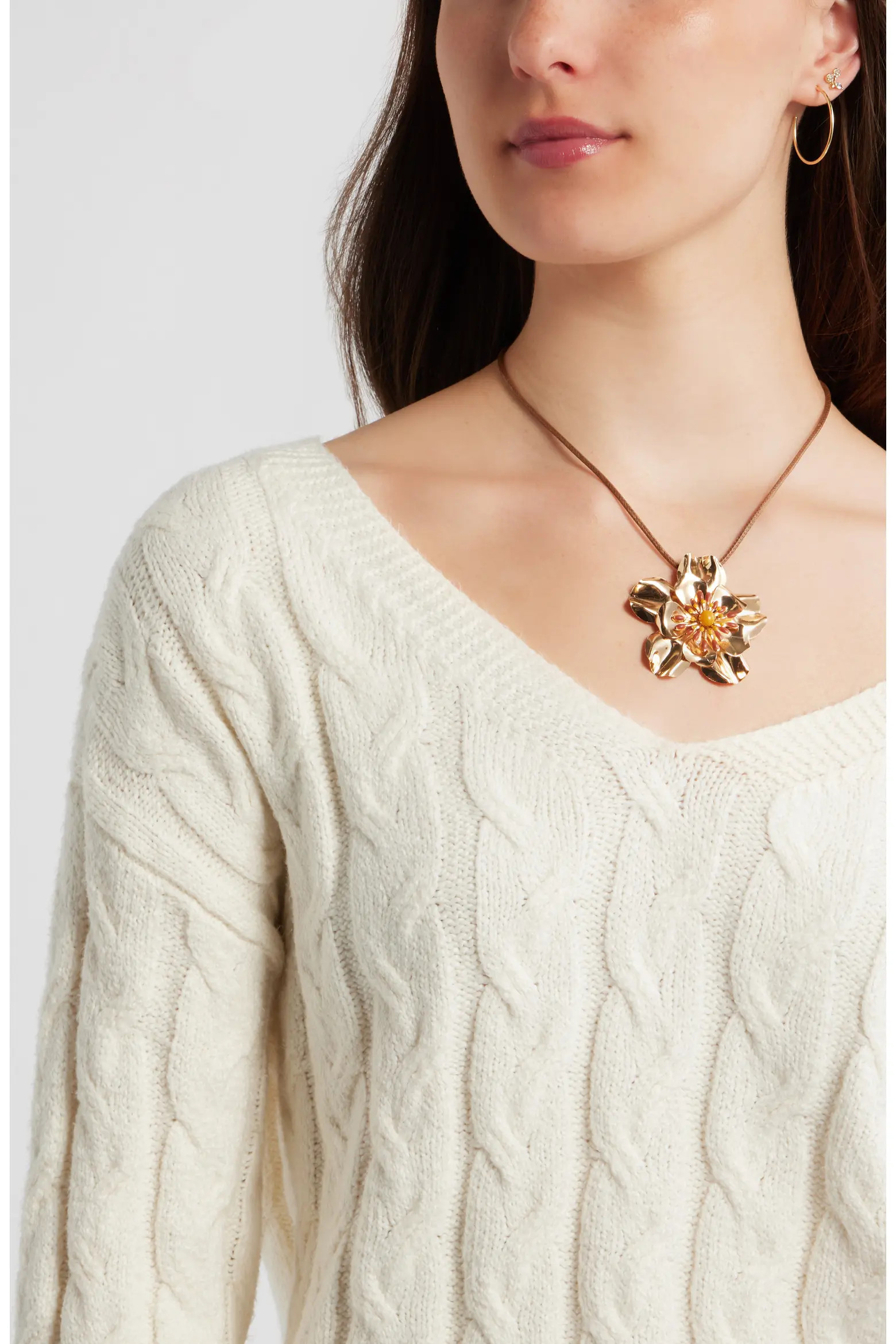 Cable Knit V-Neck Cotton Blend Sweater (Women) | Nordstrom | Nordstrom
