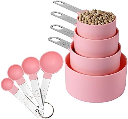 Measuring Cups and Spoons Set of Huygens Kitchen Gadgets 8 Pieces, Stackable Stainless Steel Hand... | Amazon (US)