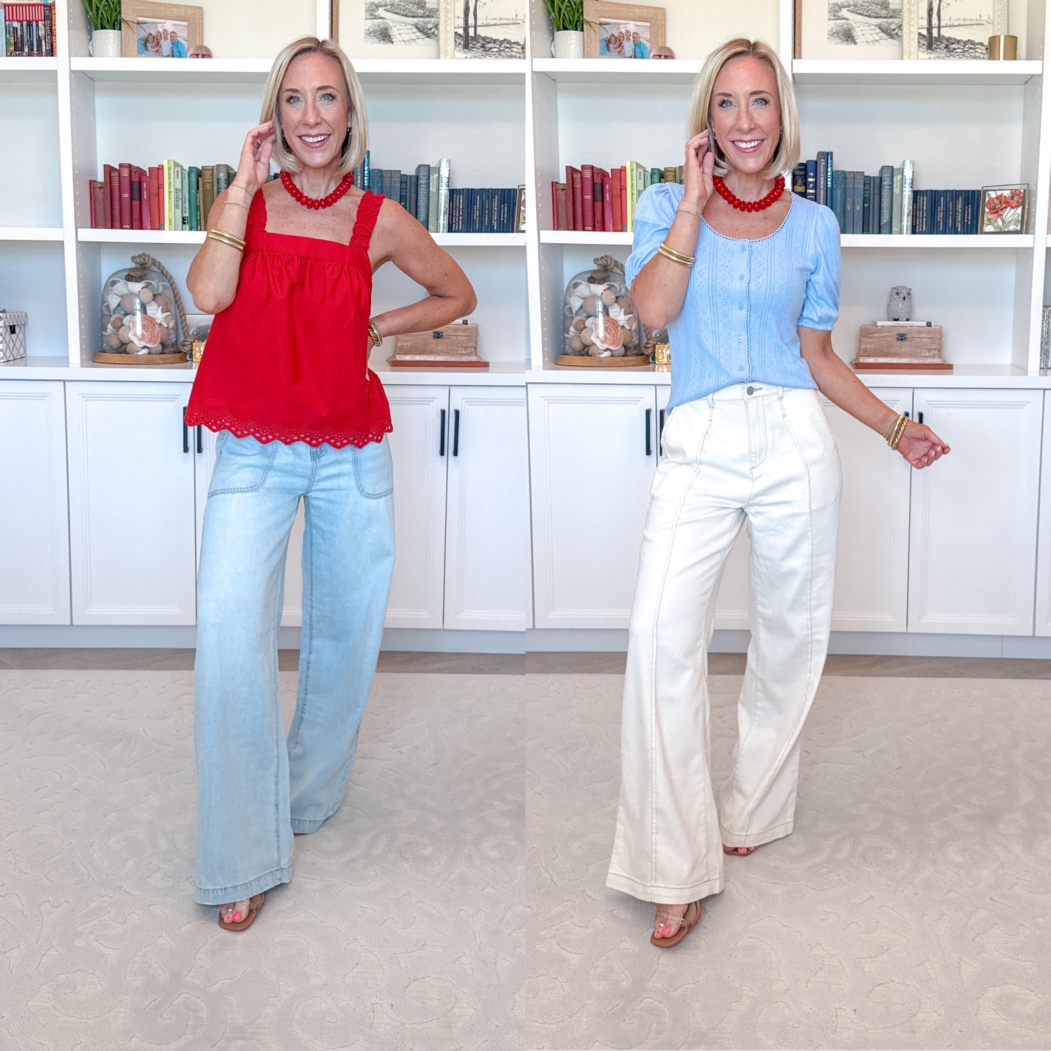 Walmart - new denim and tops (all under $27) High Rise Draped Utility Jeans - size XS. $24.98. 30" Inseam. Eyelet Trim Cotton Tank Top - size XS. $14.98. 4 colors. High Rise Drapey Pleated Wide Leg Jeans - size XS. $24.98. 30" Inseam. Pointelle Top - size XS. $14.98. 4 colors. 

#LTKOver40#LTKSeasonal