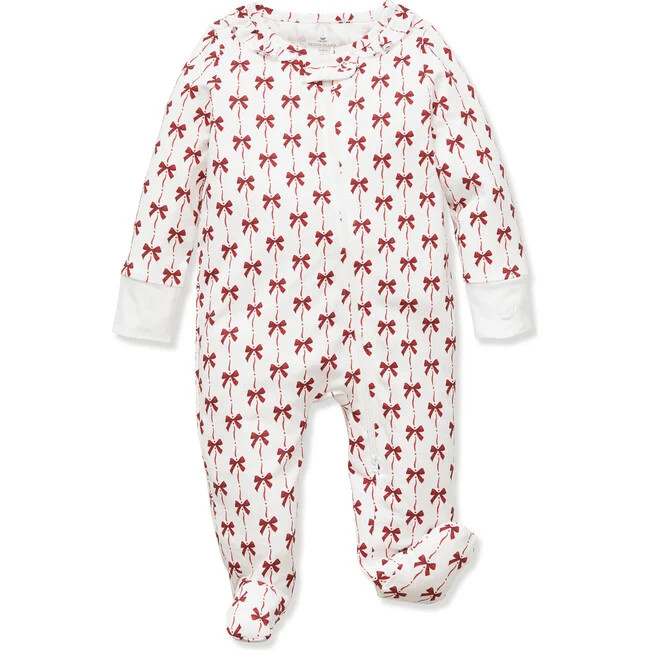 Petite Plume | Baby's Pima Romper in Blissful Bows (White, Size 3-6M) | Maisonette | Maisonette