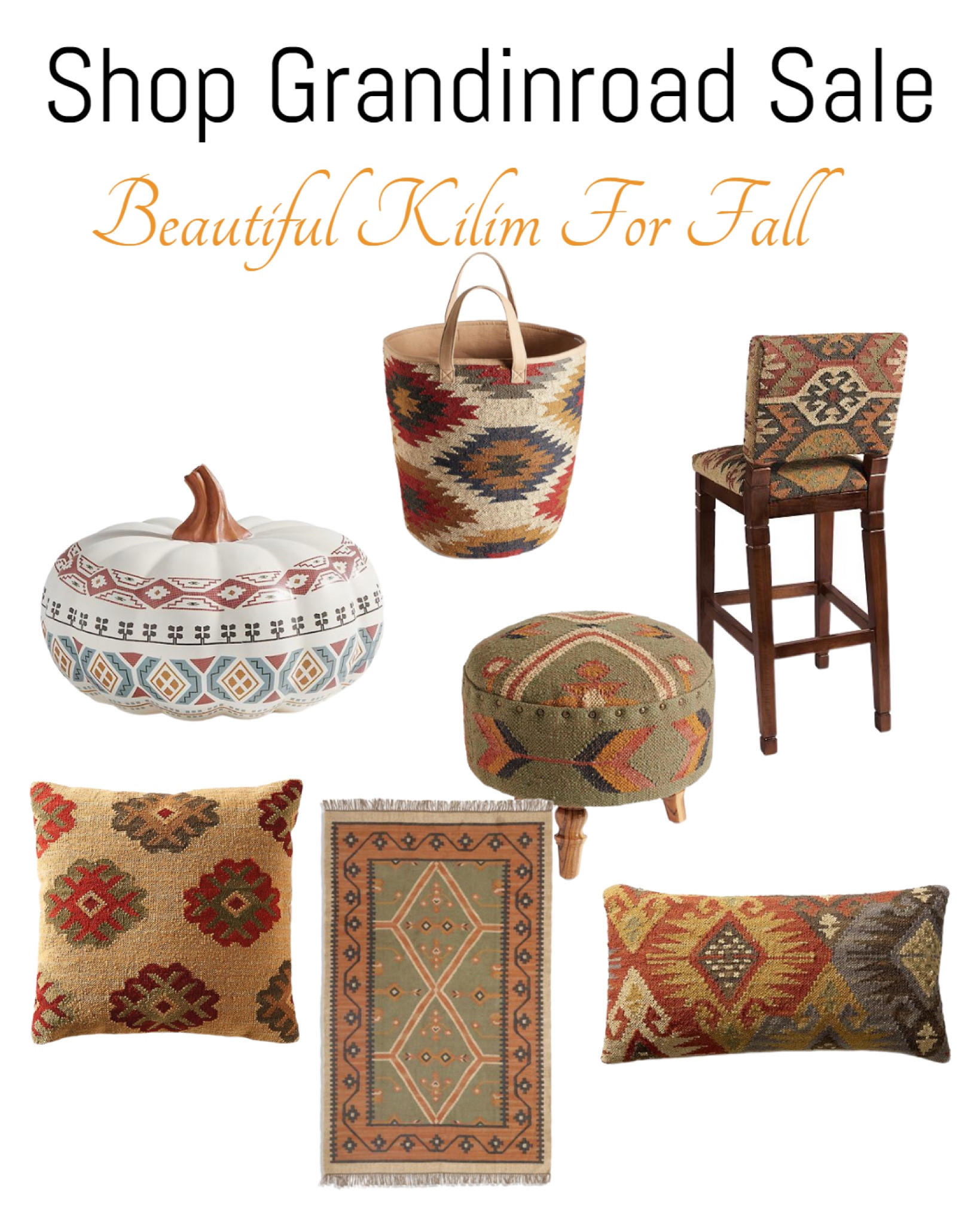 Beautiful kilim home decor on SALE at Grandinroad. Add some boho color to your home this fall.￼

#LTKhome #LTKunder100 #LTKsalealert