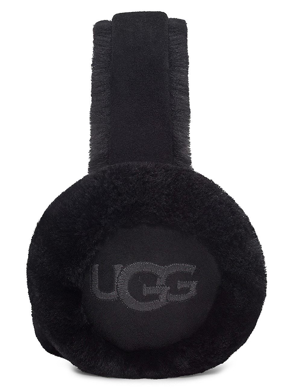 Women's Sheepskin Embroidered Logo Earmuffs - Black | Saks Fifth Avenue