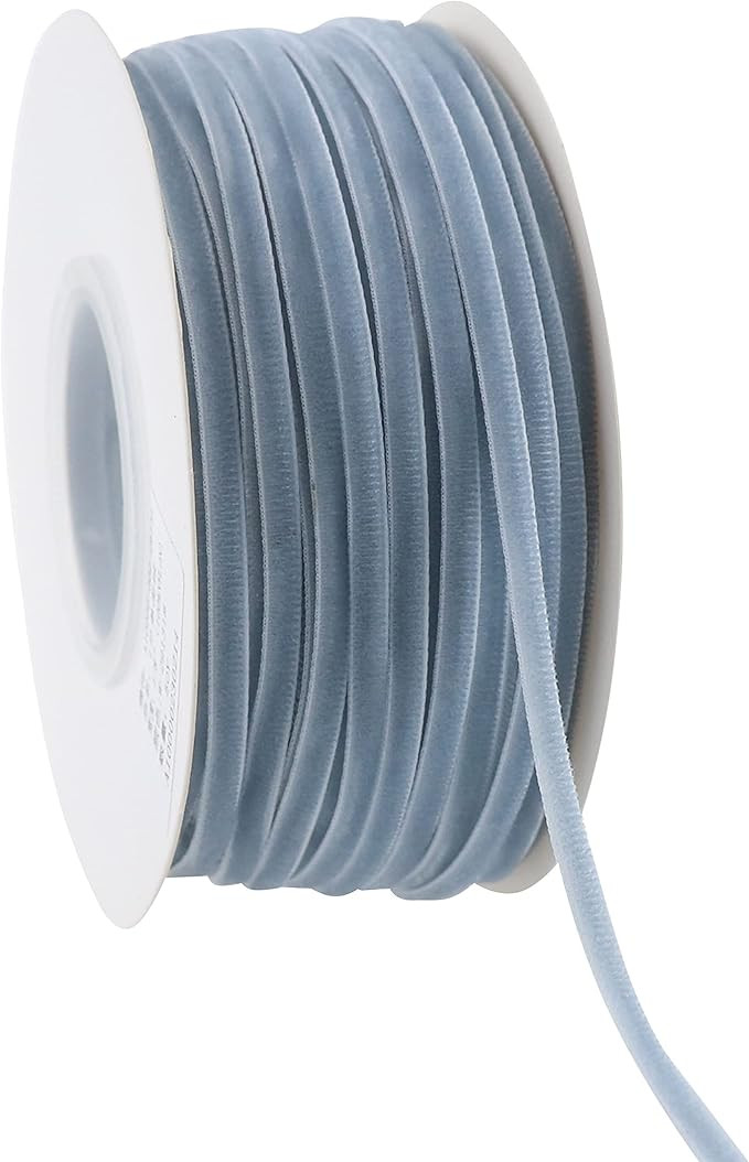 Mayreel 1/8 Inch Velvet Ribbon Thin Dusty Blue Velvet Ribbon Vintage Velvet Ribbon Narrow Ribbon ... | Amazon (US)