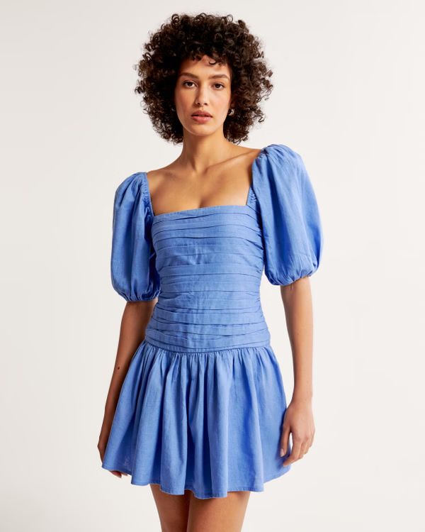 Women's Emerson Linen-Blend Cutout Mini Dress | Women's New Arrivals | Abercrombie.com | Abercrombie & Fitch (US)