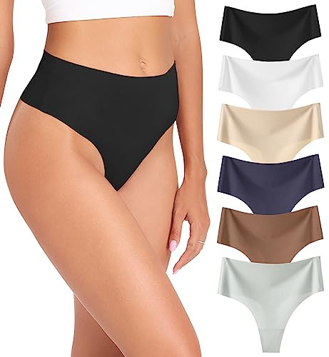 Wealurre Womens Underwear High Waisted Seamless Thongs for Women Breathable No Show Panties for L... | Amazon (US)