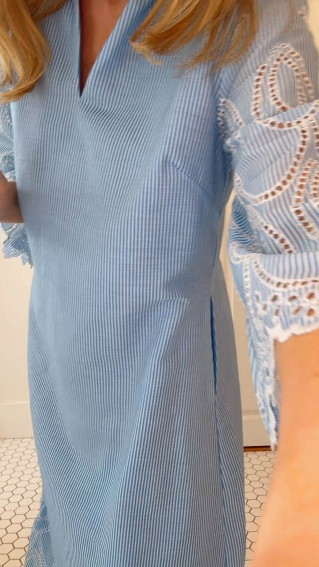 Another spring dress / Easter dress option from shop the mint!! Absolutely love this blue pin stripe with eyelet detail!! So perfect for moms on the go that are constantly chasing their toddlers! 

#LTKmomlife #LTKWedding #LTKootd