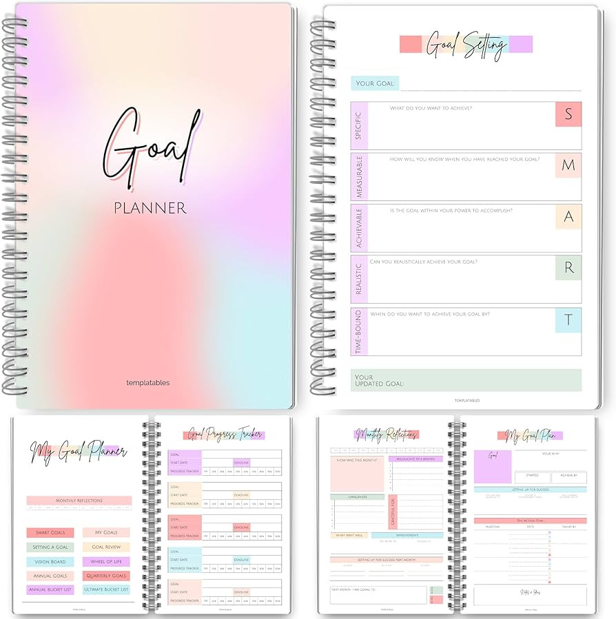 Goal Planner | SMART Goal Setting Kit for the New You, Monthly Habits, Reflections & Vision Board... | Amazon (US)
