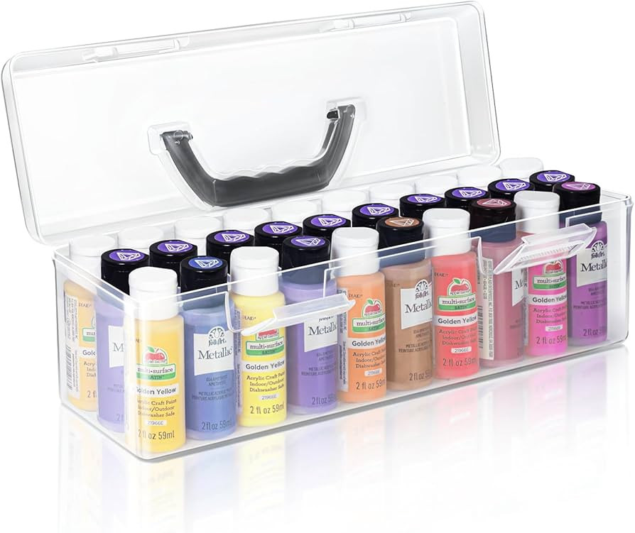 Vowcarol Acrylic Paint Storage Box, 30 Bottles Capacity Acrylic Paint Organizer for 2 fl. oz Bott... | Amazon (US)