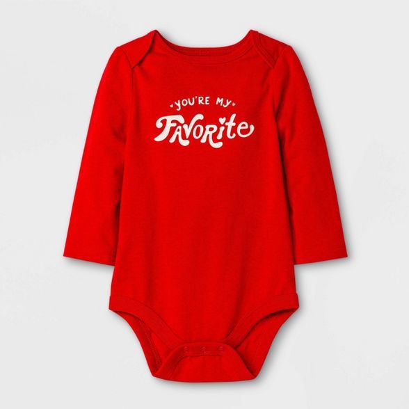 Baby Girls' Valentine Long Sleeve Bodysuit - Cat & Jack™ Red | Target
