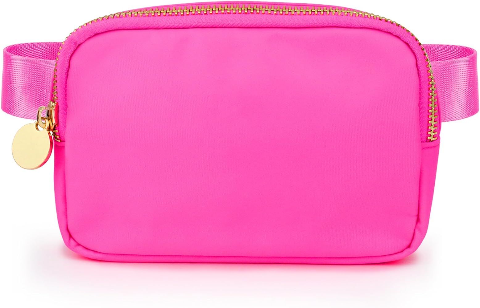 Hot Pink Nylon Waist Pack Crossbody Bag for Women - Fashionable Belt Bag with Three Pockets | Amazon (US)