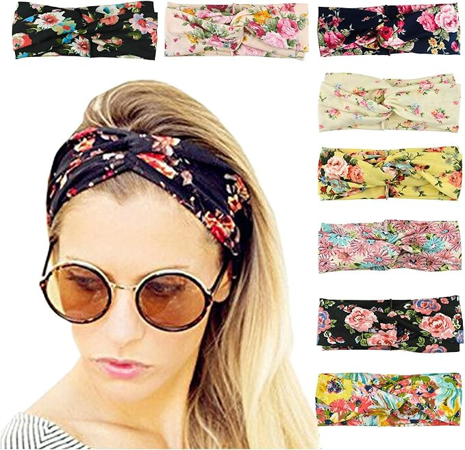 DRESHOW 8 Pack Women's Headbands Headwraps Hair Bands Bows Hair Accessories | Amazon (US)