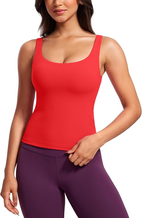 CRZ YOGA Butterluxe Workout Tank Tops for Women U Neck Padded Crop Tops Athletic Camisole Tops wi... | Amazon (US)