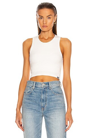 Luna Organic Ribbed Cotton Crop Top | FWRD 