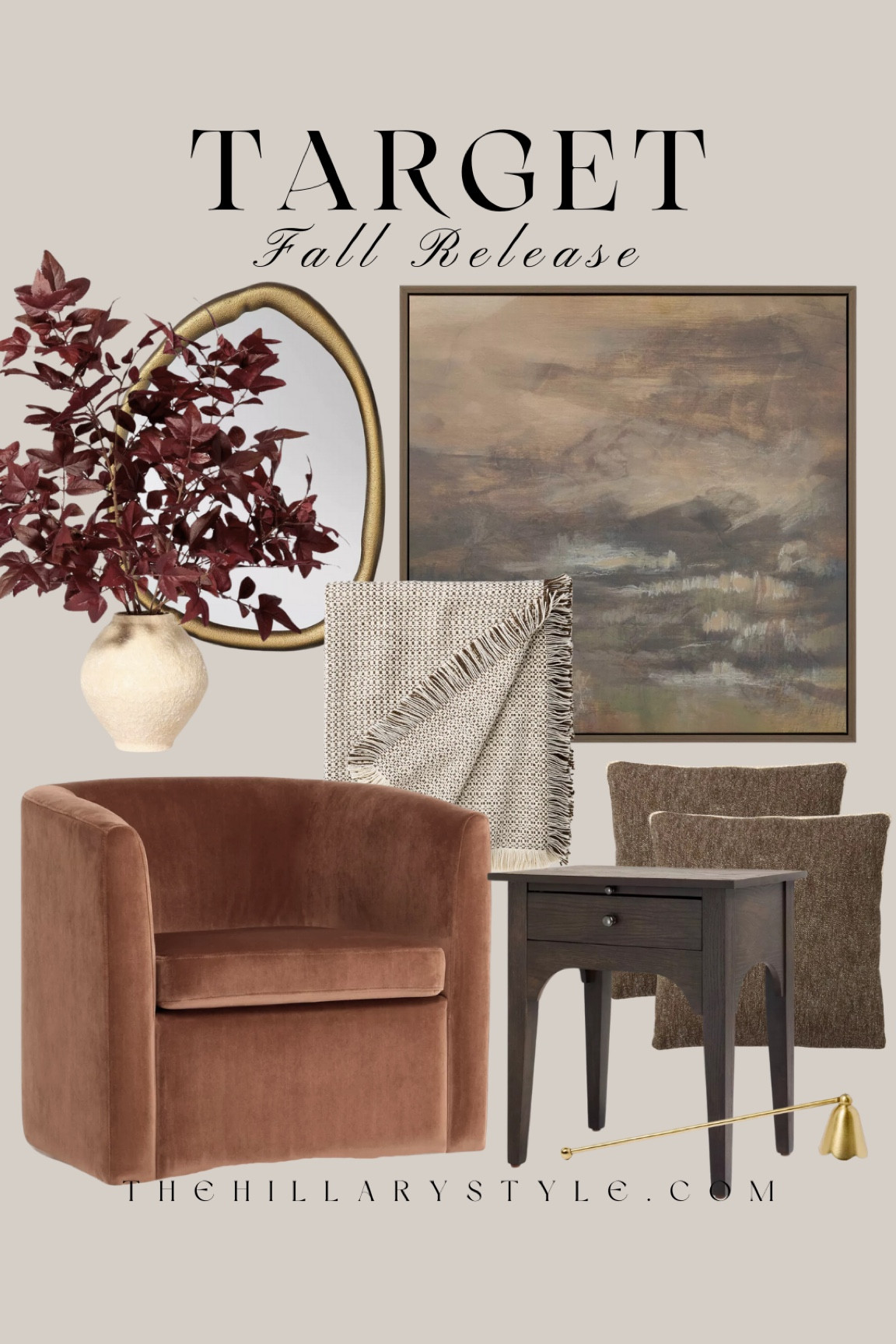 TARGET Home Fall Release: wall art, accent chair, end table, throw pillows, fall florals, throw blanket, candle snuffer, abstract wall mirror.

#LTKHome #LTKStyleTip #LTKSeasonal