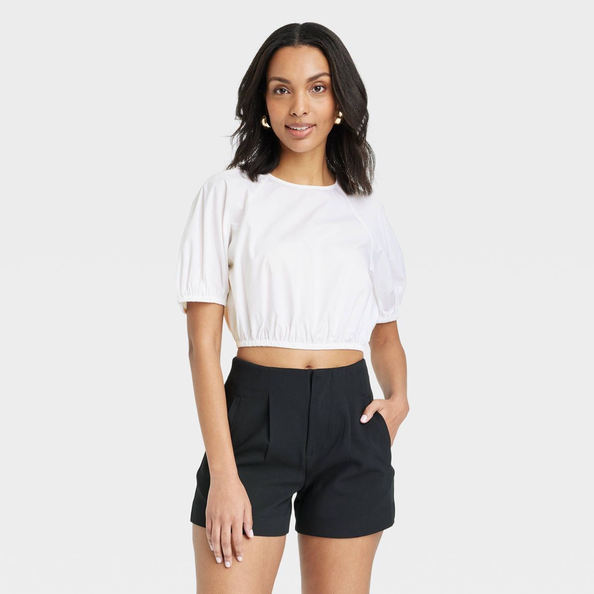 Women's Slim Fit Puff Short Sleeve Top - A New Day™ | Target