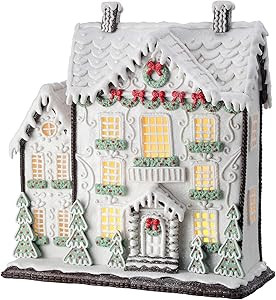 One Holiday Way 13.5-Inch LED Light Up White Faux Gingerbread Cake House Tabletop Decoration w/Ti... | Amazon (US)
