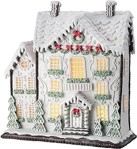 One Holiday Way 13.5-Inch LED Light Up White Faux Gingerbread Cake House Tabletop Decoration w/Ti... | Amazon (US)