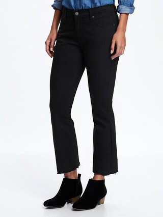 Black Flare Ankle Mid-Rise Jeans for Women | Old Navy US