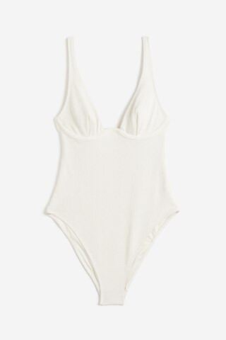 H & M - Badeanzug mit Bügelcups und hohem Beinausschnitt - Weiß - Damen | H&M (DE, AT, CH, NL, FI)